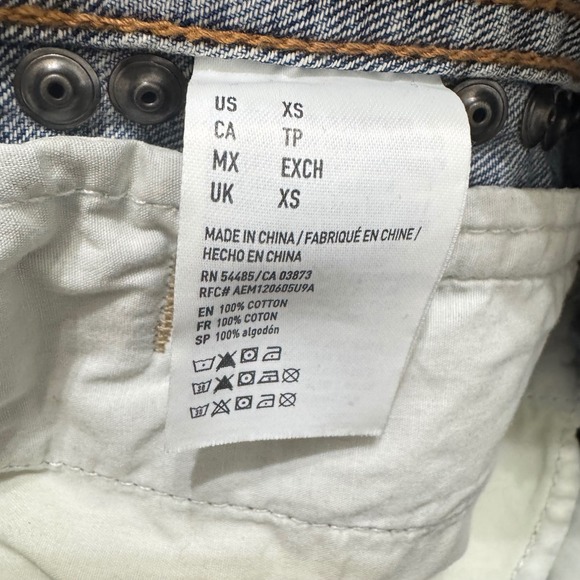 New American Eagle Outfitters Studded Denim Jacket Blue Distressed XS - Picture 12 of 12